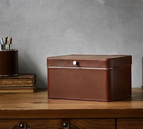 contemporary leather and metal boxes|Leather Storage Box .